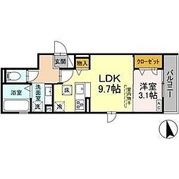 名古屋市営東山線 亀島駅 徒歩4分の賃貸アパート 1階1LDKの間取り