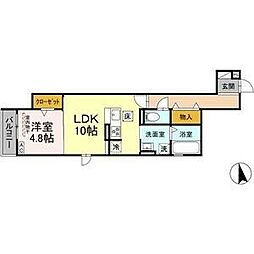 名古屋市営東山線 亀島駅 徒歩4分の賃貸アパート 1階1LDKの間取り