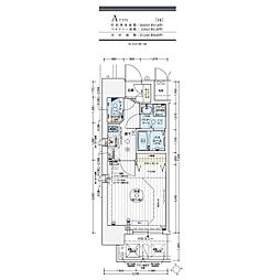 名古屋市営東山線 名古屋駅 徒歩4分の賃貸マンション 8階1Kの間取り