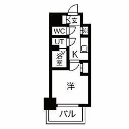 JR東海道本線 金山駅 徒歩7分の賃貸マンション 3階1Kの間取り