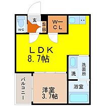 愛知県名古屋市中川区荒子４丁目（賃貸アパート1LDK・3階・30.85㎡） その2