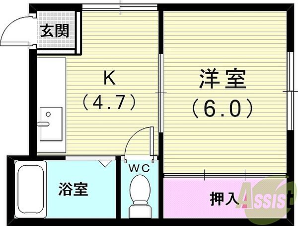 西本コーポラス 201｜兵庫県神戸市垂水区星陵台2丁目(賃貸マンション1K・2階・24.80㎡)の写真 その2
