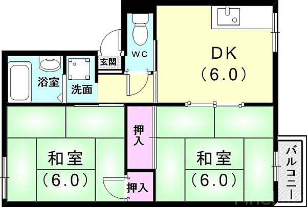 ツインズコート ｜兵庫県明石市太寺天王町(賃貸アパート2DK・1階・37.15㎡)の写真 その2