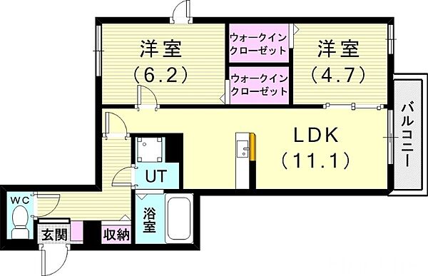 LES ENS FAMIIAUX IX ｜兵庫県明石市大道町1丁目(賃貸アパート2LDK・3階・55.39㎡)の写真 その2