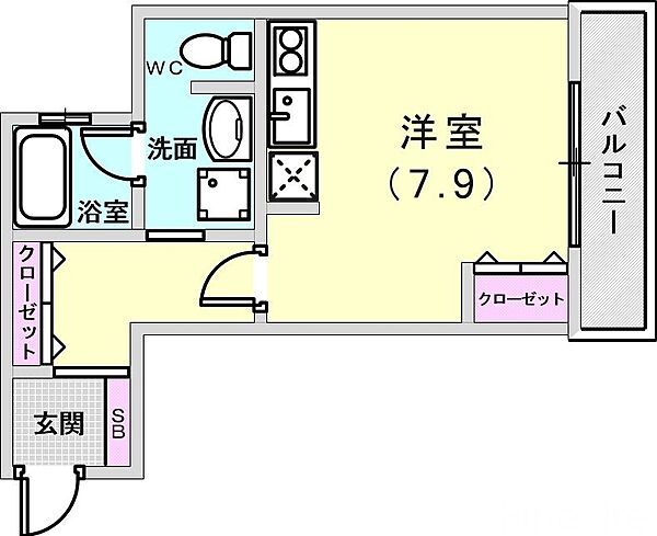 ワコーレヴィータ海浜公園 ｜兵庫県神戸市須磨区磯馴町3丁目(賃貸マンション1R・2階・25.60㎡)の写真 その2