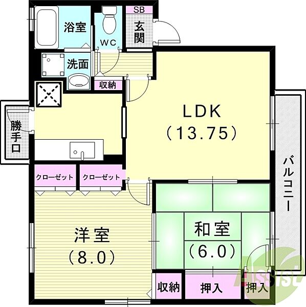 クレールコート立花 ｜兵庫県神戸市垂水区西舞子4丁目(賃貸アパート2LDK・2階・62.15㎡)の写真 その2