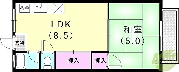 プラムハイツ ｜兵庫県神戸市兵庫区梅元町(賃貸アパート1LDK・2階・25.00㎡)の写真 その2