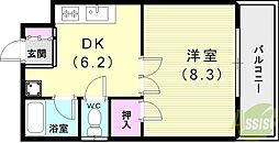 シーサイドハイツ 1DKの間取図画像