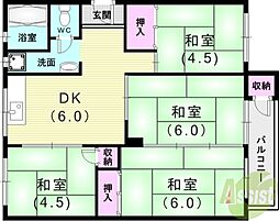 神陵台東住宅57号棟 4DKの間取図画像