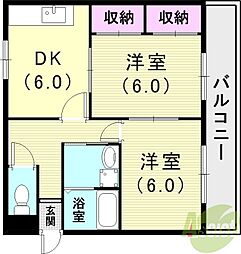 メゾンラフォーレ 2DKの間取図画像