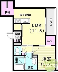 シャーメゾンガーデンズ旭が丘 1LDKの間取図画像