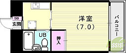 奥の池ハイム 1Kの間取図画像