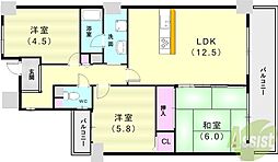 パームスクエアジェームス山 3LDKの間取図画像