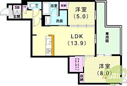 エクセレントガーデンヒルズA 2LDKの間取図画像
