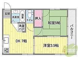 ハイツセイゲツ 2DKの間取図画像