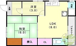 大門文化D 3Kの間取図画像