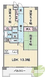 シャンティー舞子 3LDKの間取図画像