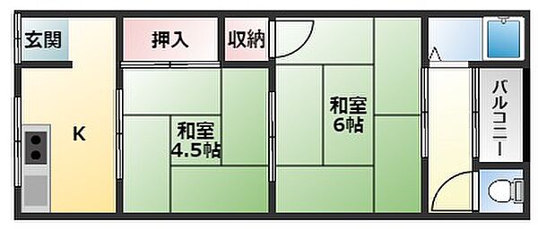 東口文化　東棟 105｜大阪府八尾市上之島町南6丁目(賃貸アパート2K・1階・30.00㎡)の写真 その2