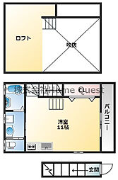 プリッ2大蓮南 2階ワンルームの間取り