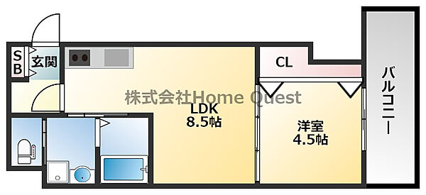 フウキレジデンス 803｜大阪府八尾市山本町南1丁目(賃貸マンション1LDK・8階・30.47㎡)の写真 その2