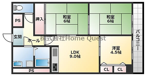 シャルマンシェソワ 406｜大阪府八尾市荘内町2丁目(賃貸マンション3DK・4階・56.12㎡)の写真 その2