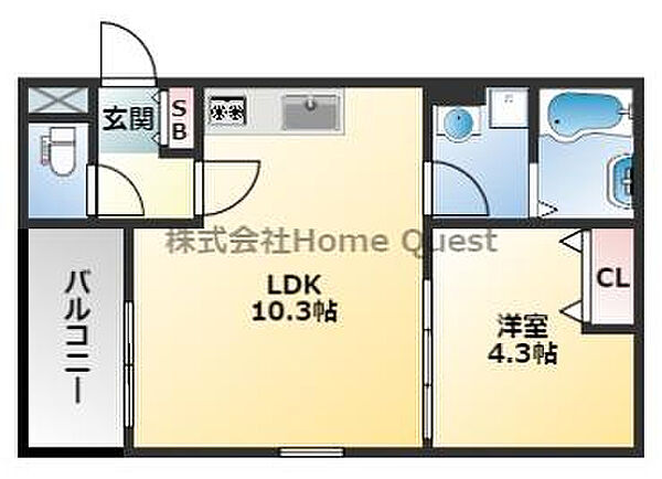 CASA友井 304｜大阪府東大阪市友井2丁目(賃貸アパート1LDK・3階・34.00㎡)の写真 その2