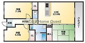 小枝ビルII 504 ｜ 大阪府八尾市志紀町2丁目46（賃貸マンション3LDK・5階・73.00㎡） その2