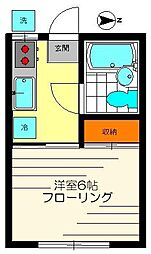 ハピネス赤堤 1Kの間取図画像