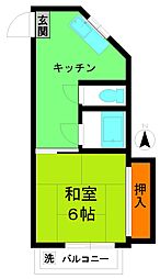 上保コーポ 1Kの間取図画像