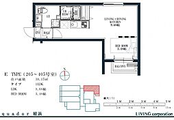 quador姪浜 1LDKの間取図画像