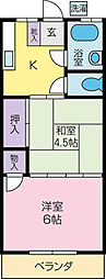 コーポ朝日 2Kの間取図画像