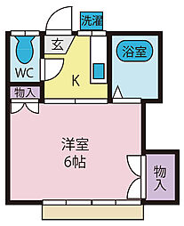 ハイツ山京 1Kの間取図画像
