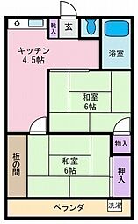 宮前ハイツB 2Kの間取図画像