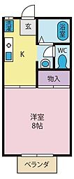 フォンティーヌ・春日 1Kの間取図画像