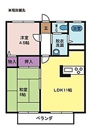 パナハイツ飯島 2LDKの間取図画像