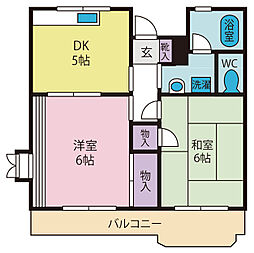コーポラスナナサワ 2DKの間取図画像