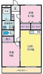 メゾン・ド・ピエール 2LDKの間取図画像