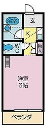 クオーレ北新A 1Kの間取図画像