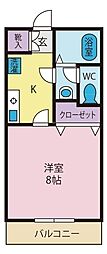 グリーンルーフ 1Kの間取図画像