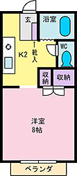 グランディール春日 1Kの間取図画像
