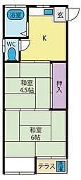 コーポローゼ 2Kの間取図画像