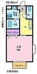 エマーユ蒼龍・2 1Kの間取図画像