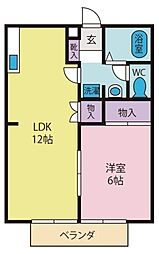 インアイランドA 1LDKの間取図画像