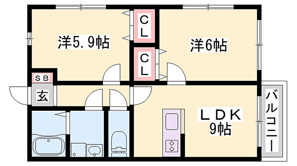 兵庫県加古川市尾上町養田2丁目(賃貸アパート2LDK・2階・48.54㎡)の写真 その2