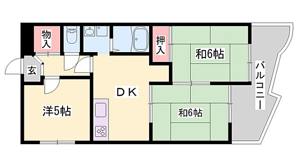 兵庫県高砂市中島3丁目(賃貸マンション3DK・6階・52.78㎡)の写真 その2