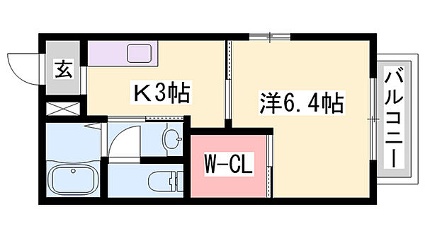 兵庫県加古川市別府町新野辺(賃貸アパート1K・2階・24.83㎡)の写真 その2