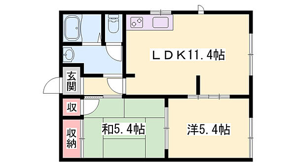 サンシャインハイム ｜兵庫県加古川市加古川町北在家(賃貸アパート2LDK・1階・48.52㎡)の写真 その2