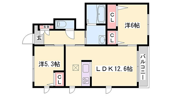 フレット・シャイニー ｜兵庫県姫路市網干区垣内本町(賃貸アパート2LDK・1階・56.94㎡)の写真 その2