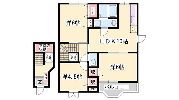 アムラインＢ ｜兵庫県姫路市書写(賃貸アパート3LDK・2階・65.57㎡)の写真 その2