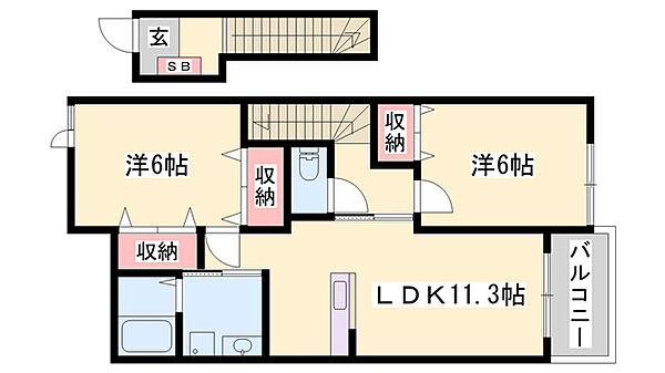 ウィル　ヴェスティージ　壱番館 ｜兵庫県西脇市下戸田(賃貸アパート2LDK・2階・58.48㎡)の写真 その2